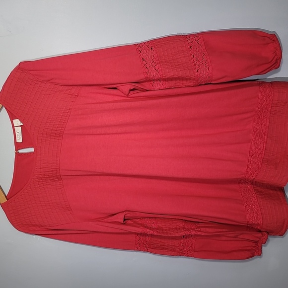 Logo by Lori Goldstein Cotton Modal Embroidered Long Sleeve Tunic Top - Picture 4 of 11